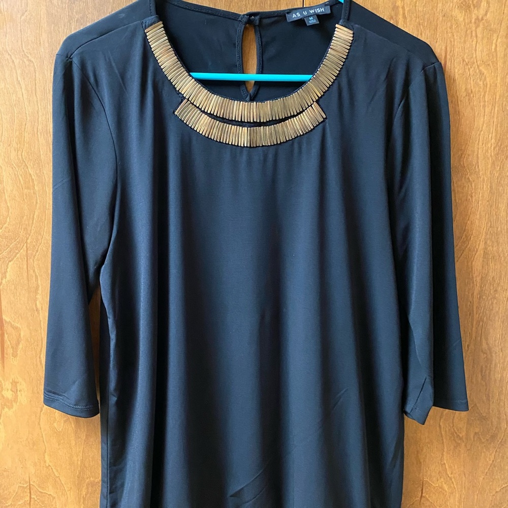 Black metal detailed dress blouse